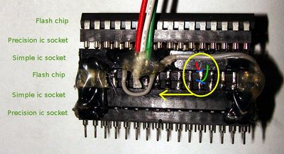 Detailed "pie" structure. In a yellow ellipse you can see blue lines, that shows how to bend pins